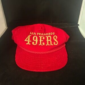 Vintage San Francisco 49ers Red Corduroy Hat - Gold Embroidery